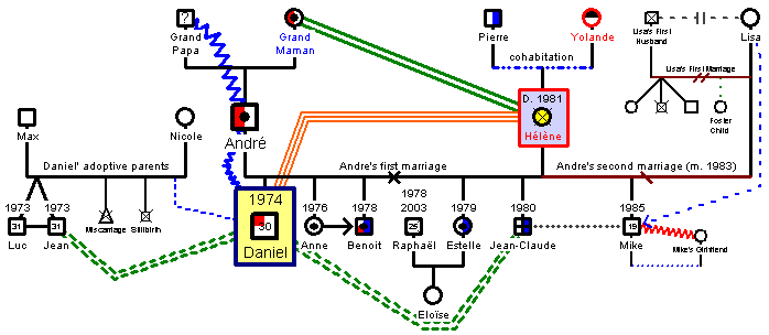 Sample Genogram with the Emotional Relationships