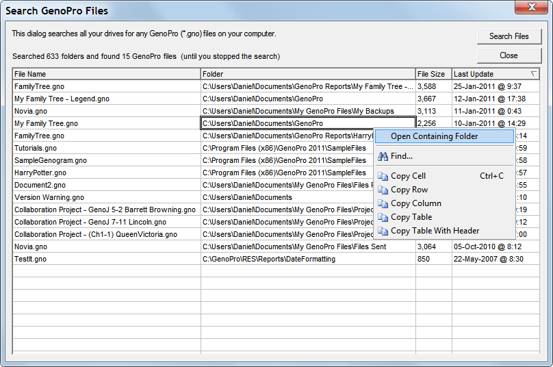 Find GenoPro Files