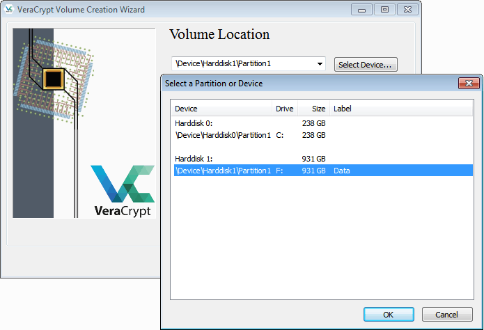 VeraCrypt: Select GPT device to encrypt