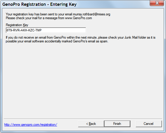 Enter your new registration key