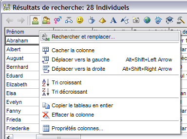 Effectuer une recherche dans la table directement
