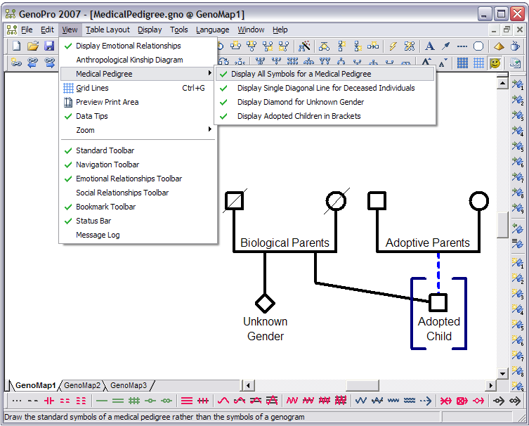 GenoPro displaying a medical pedigree