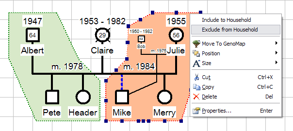 Excluding indviduals from an existing Household