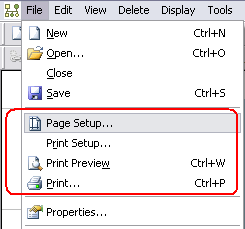 Menu related to Printing in GenoPro