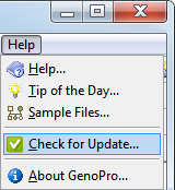 GenoPro Menu - Help - Check for Updates