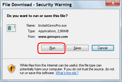 GenoPro File Download - Security Warning
